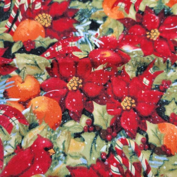 Cotton Fabric Lot 1 Christmas Poinsettia Floral Print 18x42"  Quilting Craft - Picture 7 of 12